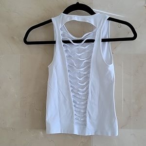 GIRL'S WHITE MALIBU SUGAR OPEN BACK STRETCHY TANK TOP CAMISOLE